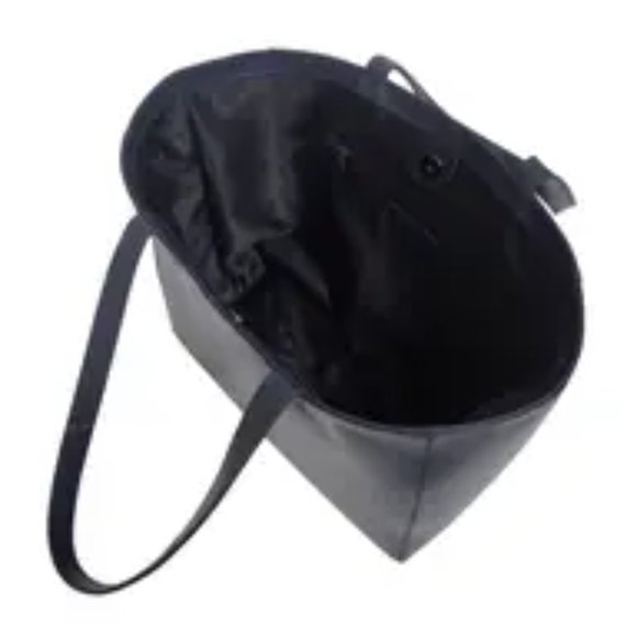 NWT Black Genuine Leather lined Designer Tote Bag - Picture 10 of 11
